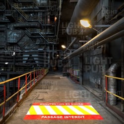 Signalétique lumineuse au sol – Zone interdite pour manutention aérienne et ponts roulants