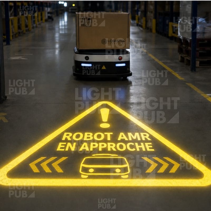 Panneau lumineux robot AMR en approche